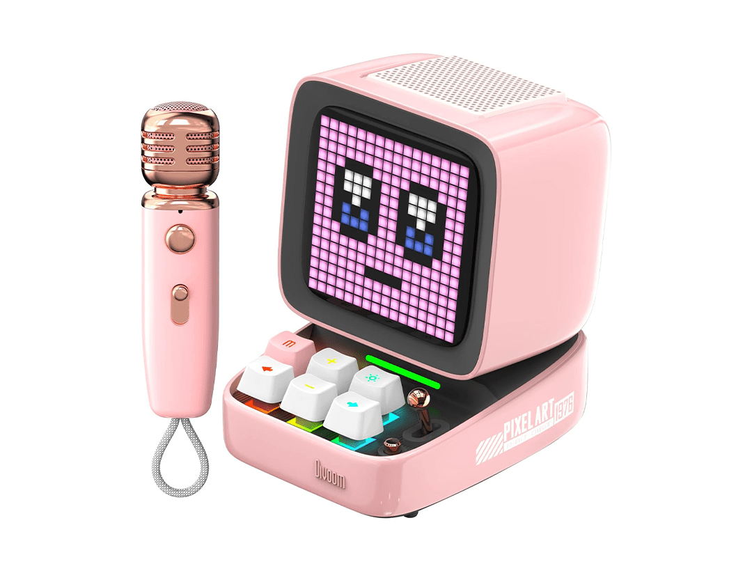 Divoom Ditoo-Mic Bluetooth Speaker with Karaoke Microphone - Pink in Qatar Divoom Ditoo-Mic Bluetooth Speaker with Karaoke Microphone - Pink in Qatar